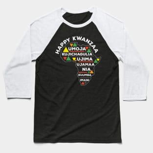 Happy Kwanzaa Africa Heritage Map Celebrate Baseball T-Shirt